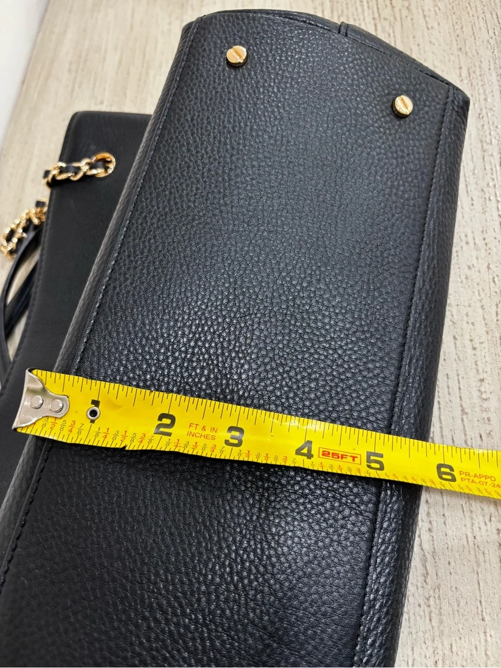 Tory Burch Black Pebbled Leather Shoulder Tote with Gold Chain